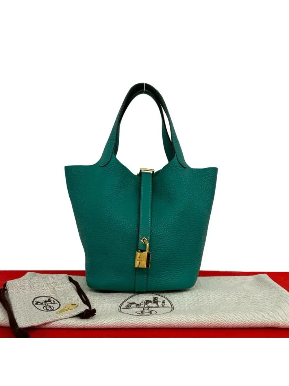 Hermes Picotin Lock Taurillon Clemence Handbag Mini Tote Vert Vertigo